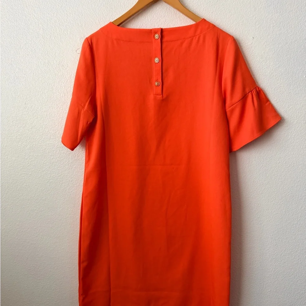 Banana Republic Coral Orange Dream Shift Dress Ruffle Sleeve Career Church Sz 6 - Picture 4 of 8